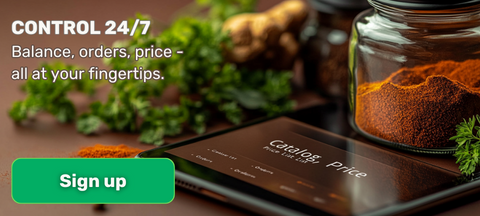 Banner with spices and personal cabinet interface, convenience and control 24/7