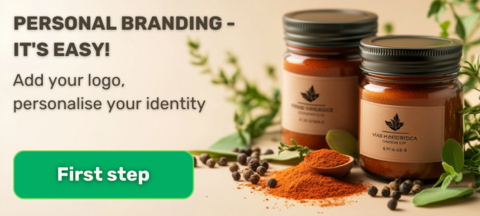 Banner featuring glass jars with spices labeled